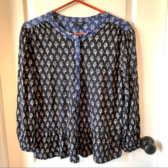 LUCKY BRAND Floral Peplum Button Down—SZ. Large - Picture 6 of 15